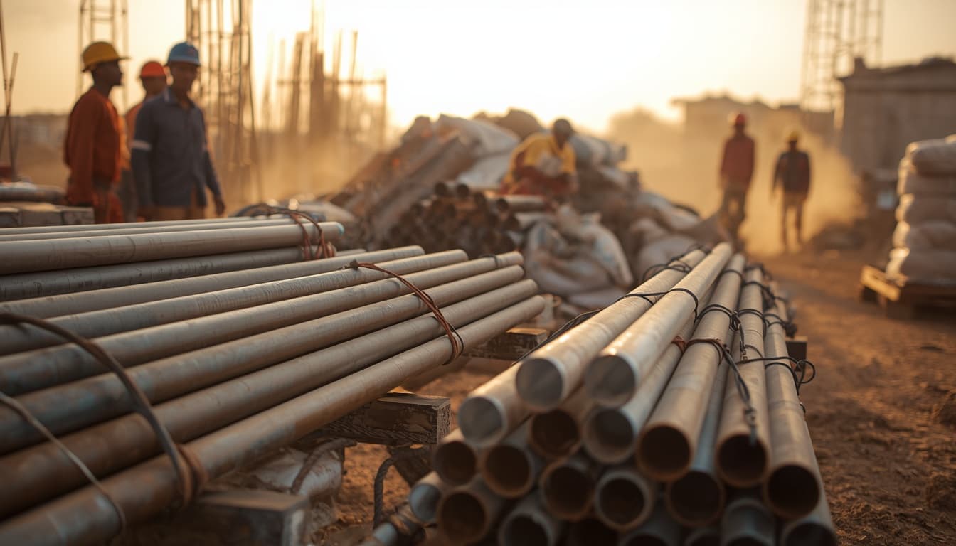 Cantiere professionale con materiali da costruzione